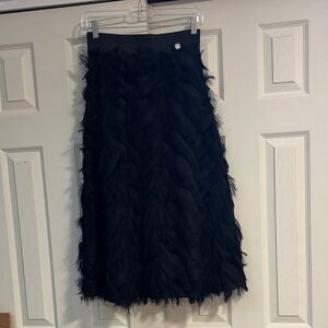 BSB Collection MIDI Black Fringe Skirt‎ Size 40